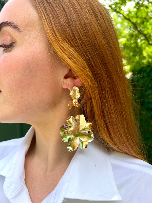 Ciera Gold Floral Lightweight Statement Earrings