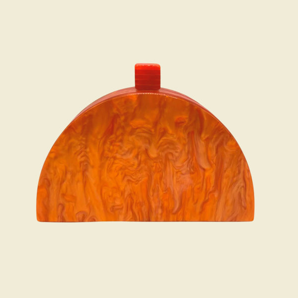 Courtney Half Moon Acrylic Bag in Orange + Multi Color