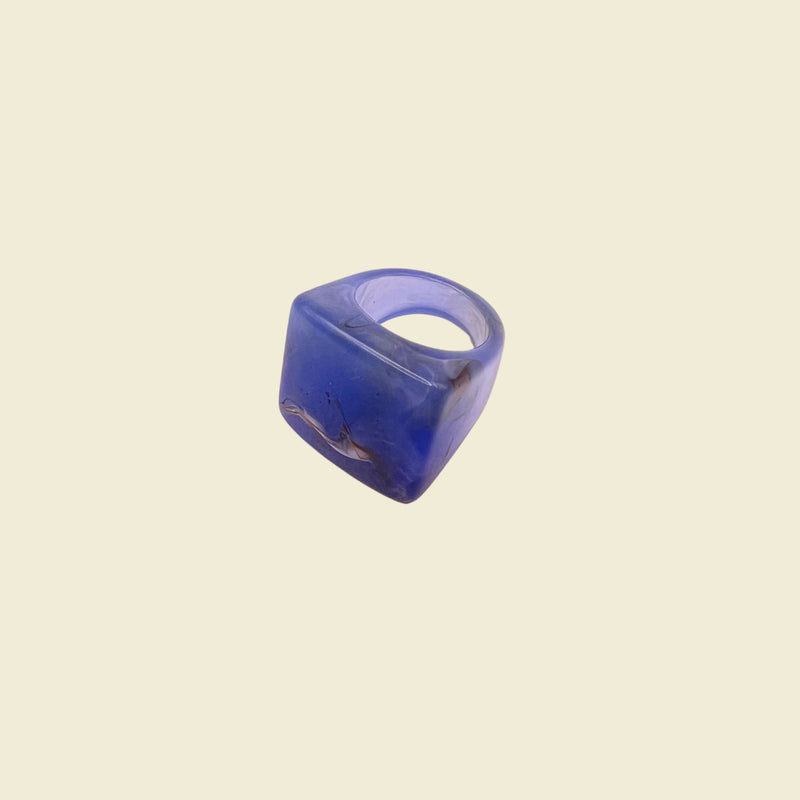 Renick Acrylic Ring in Blue Marble Size 8