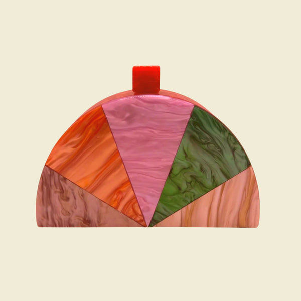 Courtney Half Moon Acrylic Bag in Orange + Multi Color