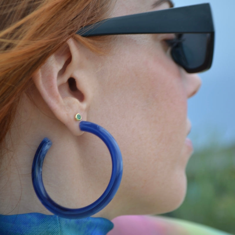Erin Acyrlic Hoop Earring in Cobalt Blue