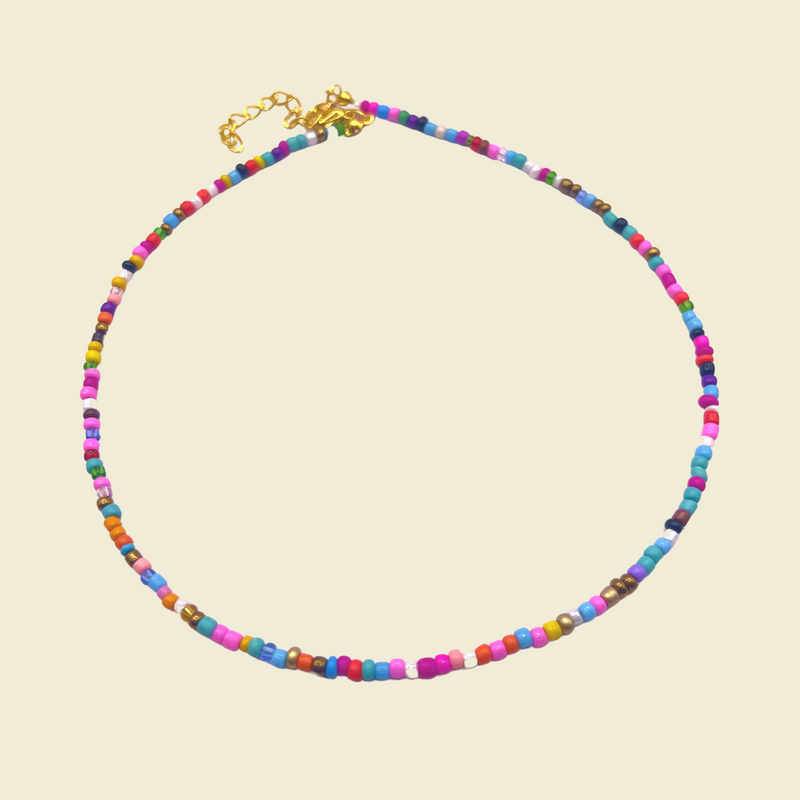 Gaines Beaded Necklace in Rainbow